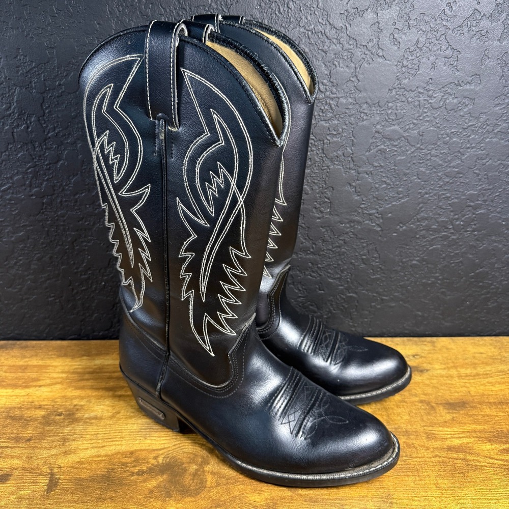 Ramrods 46279 Mens Black Leather Western Cowboy Boots Size 8.5